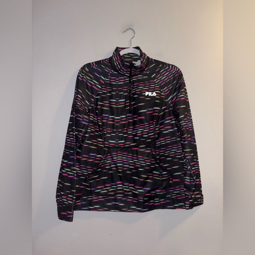 Fila | Black Printed Half Zip Longsleeve
